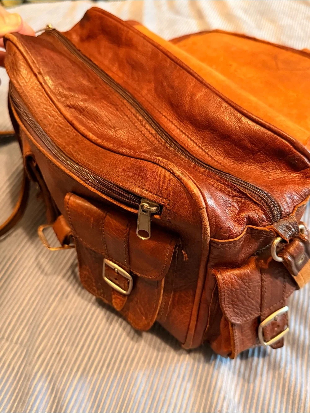 Vintage Brown Leather Men's Crossbody Satchel